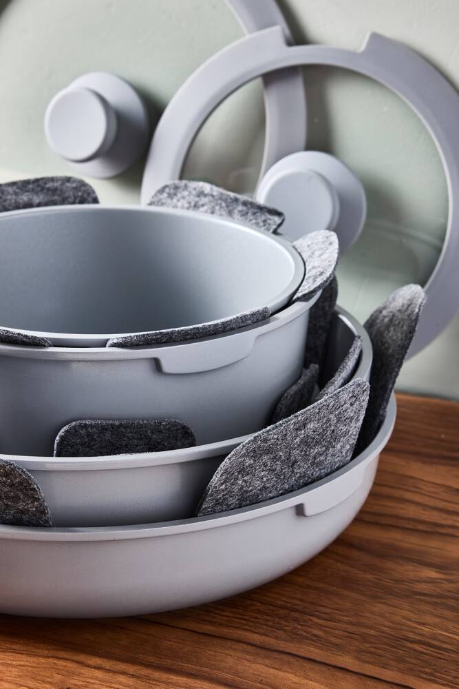 Beta Grey Clip Çıkarılabilir Saplı 15 Parça Tencere Tava Seti - 2