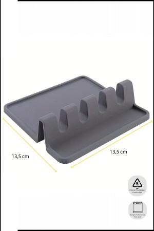 Beyaz Silicone Tabak Tutucu, Kaşıklık ve Tencere Kapağı Standı Kaşık Kepçe Altlığı Düzenleyici Organizer - 3