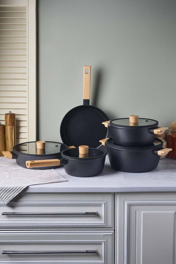 CookWood Black 9 Parça Tencere Tava Seti - 6