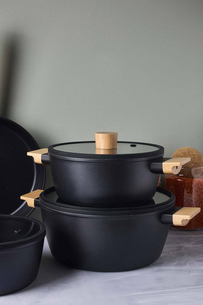 CookWood Black 9 Parça Tencere Tava Seti - 3