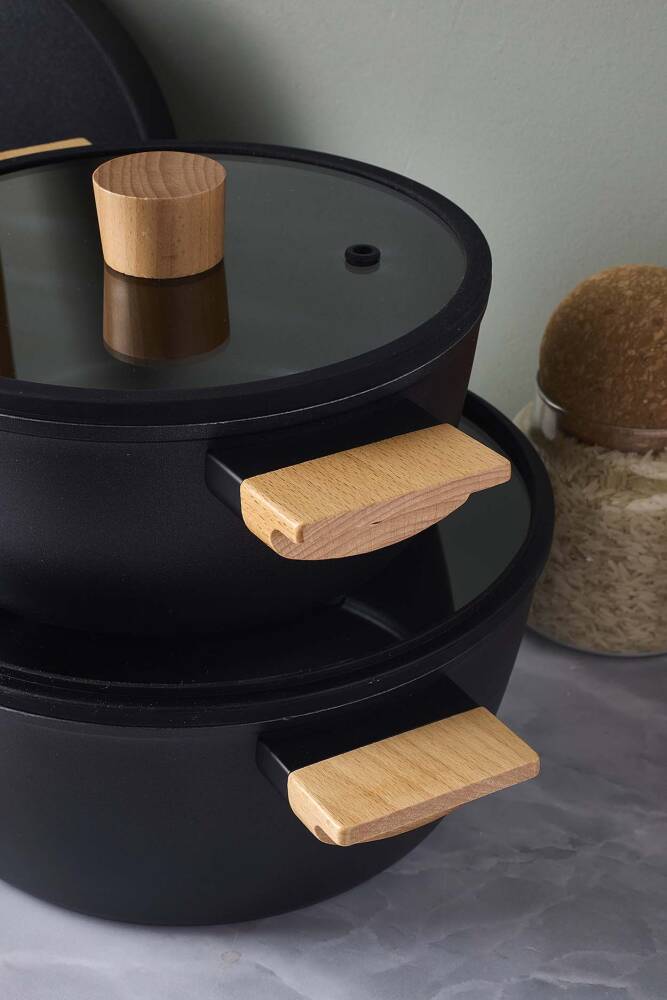 CookWood Black 9 Parça Tencere Tava Seti - 4