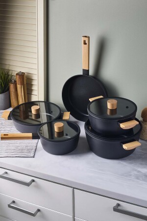 CookWood Black 9 Parça Tencere Tava Seti - 5