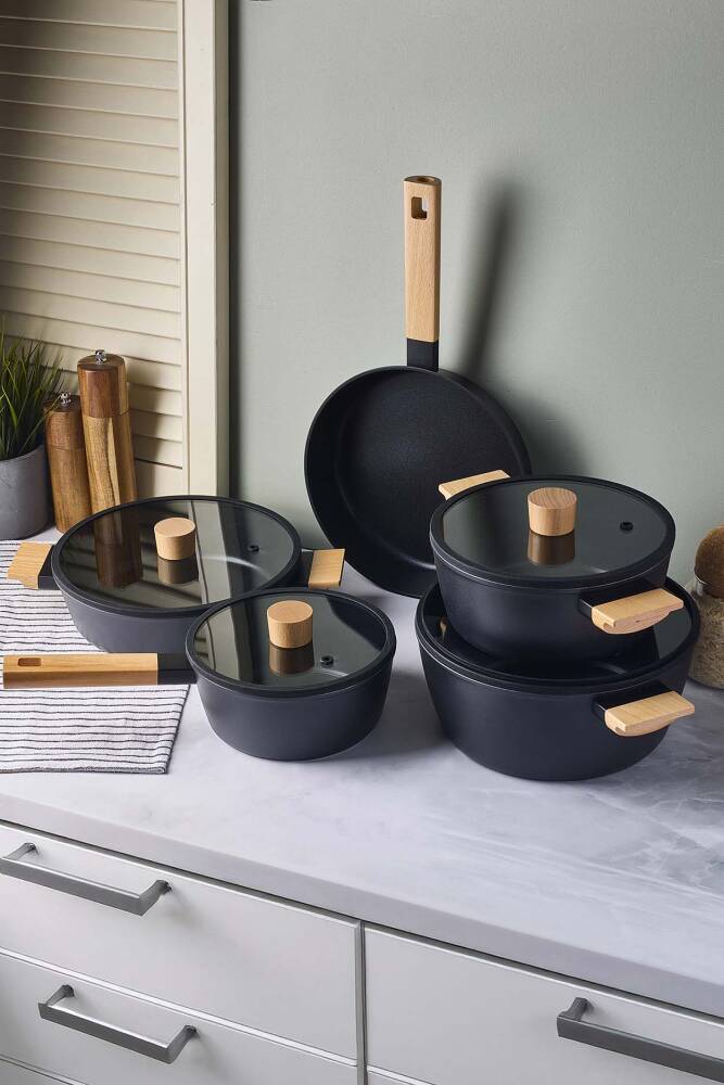 CookWood Black 9 Parça Tencere Tava Seti - 5