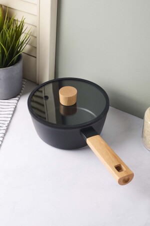 CookWood Black İndüksiyon Tabanlı Ahşap Saplı Kapaklı Seramik Tencere 18 cm - 5
