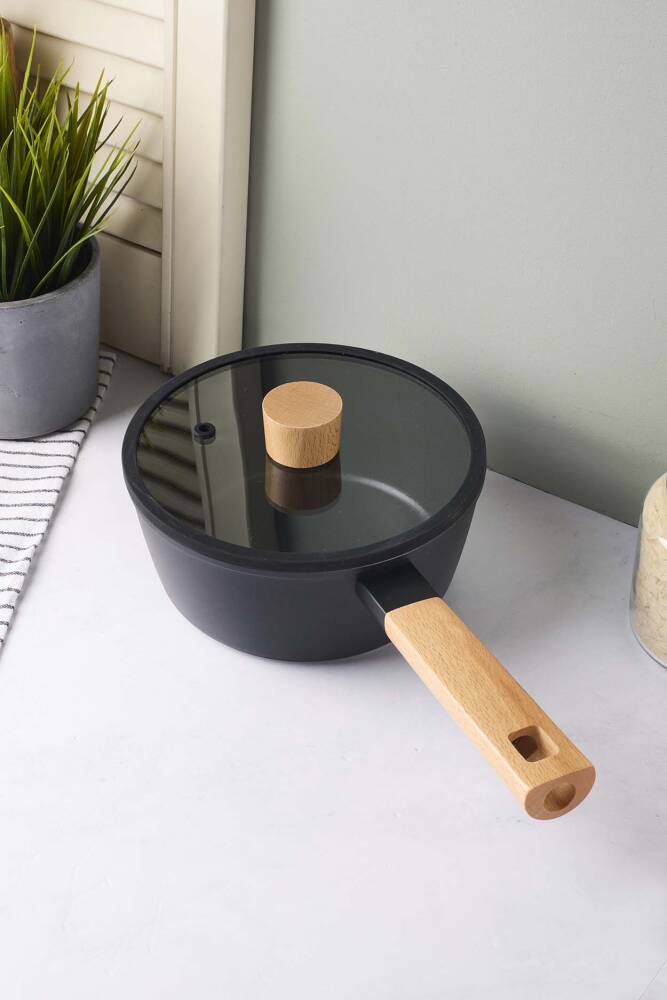 CookWood Black İndüksiyon Tabanlı Ahşap Saplı Kapaklı Seramik Tencere 18 cm - 5