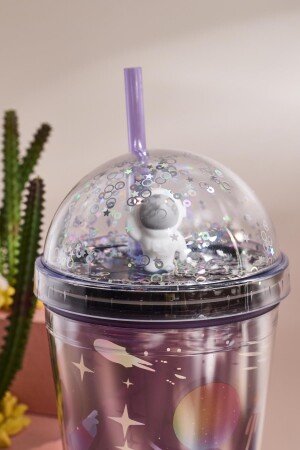 Cosmo Renkli Astronaut Figürlü Pipetli Soğuk İçecek Bardağı 420 ml - 10