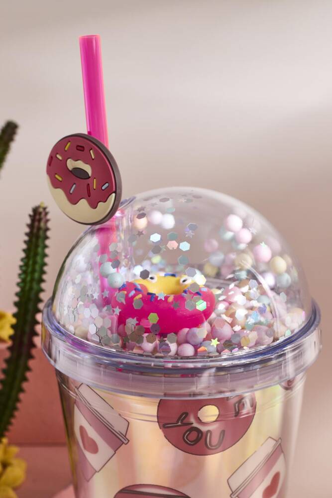 Cosmo Renkli Donut Figürlü Pipetli Soğuk İçecek Bardağı 420 ml - 10