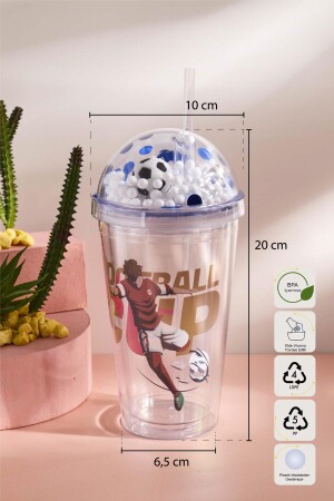 Cosmo Renkli Football Figürlü Pipetli Soğuk İçecek Bardağı 420 ml - 5