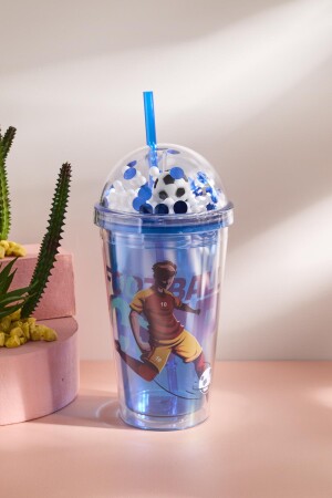 Cosmo Renkli Football Figürlü Pipetli Soğuk İçecek Bardağı 420 ml - 2