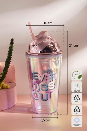 Cosmo Renkli Ice Cream Figürlü Pipetli Soğuk İçecek Bardağı 420 ml - 6