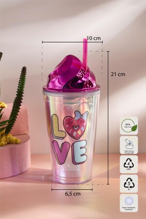 Cosmo Renkli Ice Cream Figürlü Pipetli Soğuk İçecek Bardağı 420 ml - 8