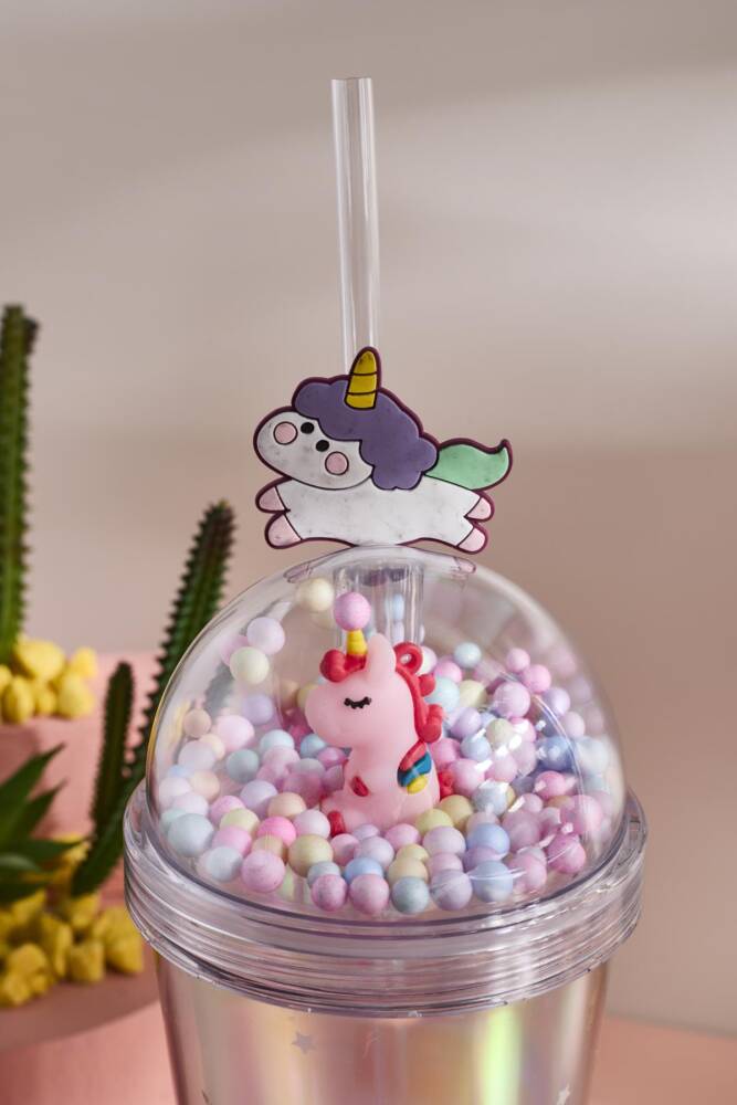 Cosmo Renkli Princess Unicorn Figürlü Pipetli Soğuk İçecek Bardağı 420 ml - 11