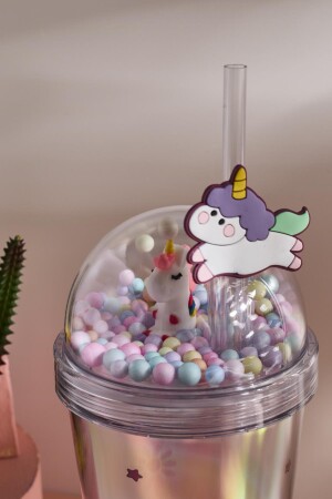 Cosmo Renkli Princess Unicorn Figürlü Pipetli Soğuk İçecek Bardağı 420 ml - 19