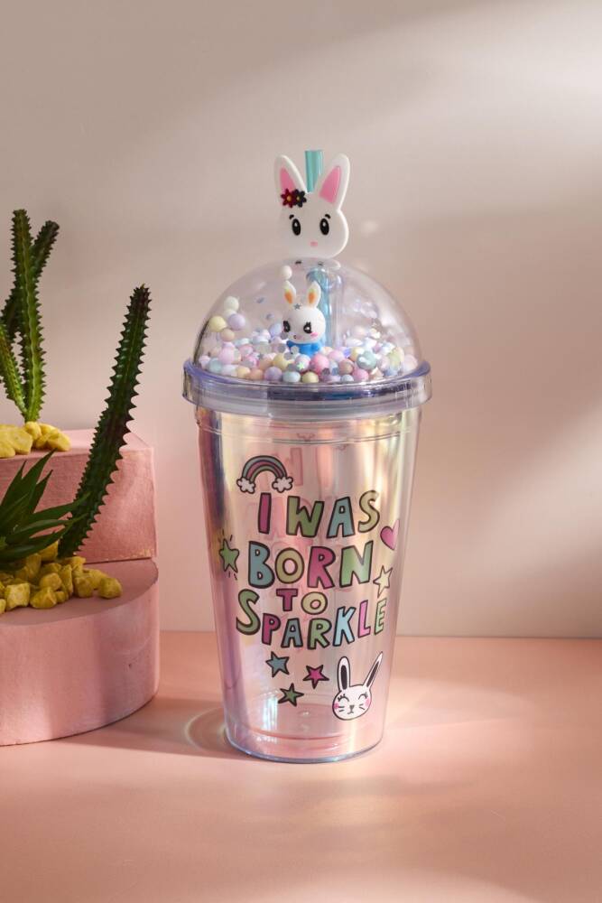 Cosmo Renkli Rabbit Figürlü Pipetli Soğuk İçecek Bardağı 420 ml - 1