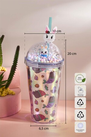 Cosmo Renkli Rabbit Figürlü Pipetli Soğuk İçecek Bardağı 420 ml - 6