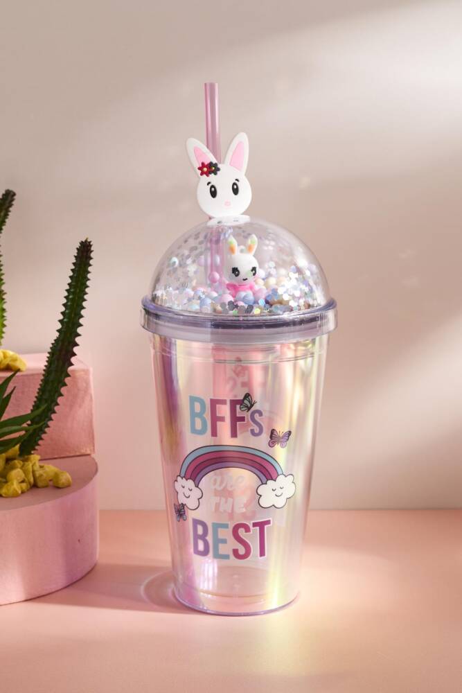 Cosmo Renkli Rabbit Figürlü Pipetli Soğuk İçecek Bardağı 420 ml - 2