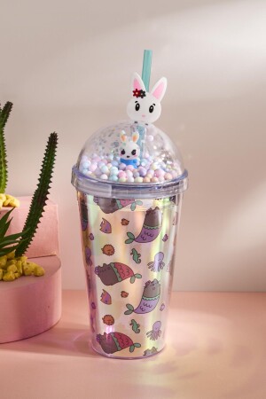 Cosmo Renkli Rabbit Figürlü Pipetli Soğuk İçecek Bardağı 420 ml - 3