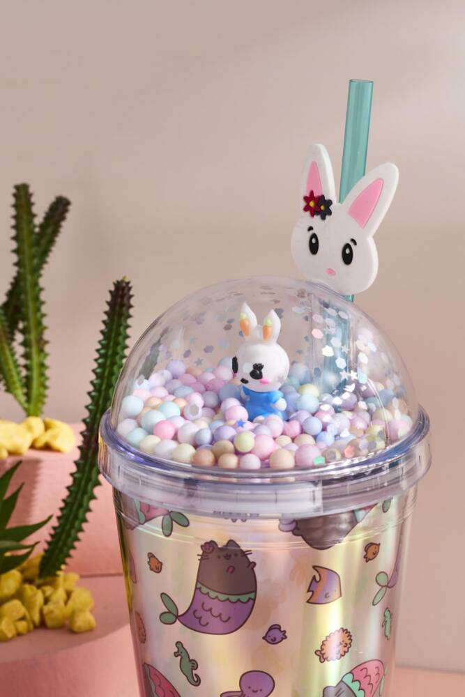 Cosmo Renkli Rabbit Figürlü Pipetli Soğuk İçecek Bardağı 420 ml - 7