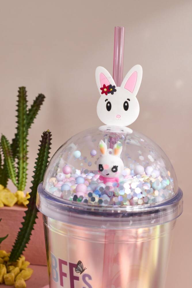 Cosmo Renkli Rabbit Figürlü Pipetli Soğuk İçecek Bardağı 420 ml - 10