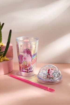 Cosmo Renkli Unicorn Figürlü Pipetli Soğuk İçecek Bardağı 420 ml - 19