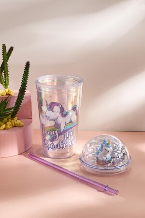 Cosmo Renkli Unicorn Figürlü Pipetli Soğuk İçecek Bardağı 420 ml - 20