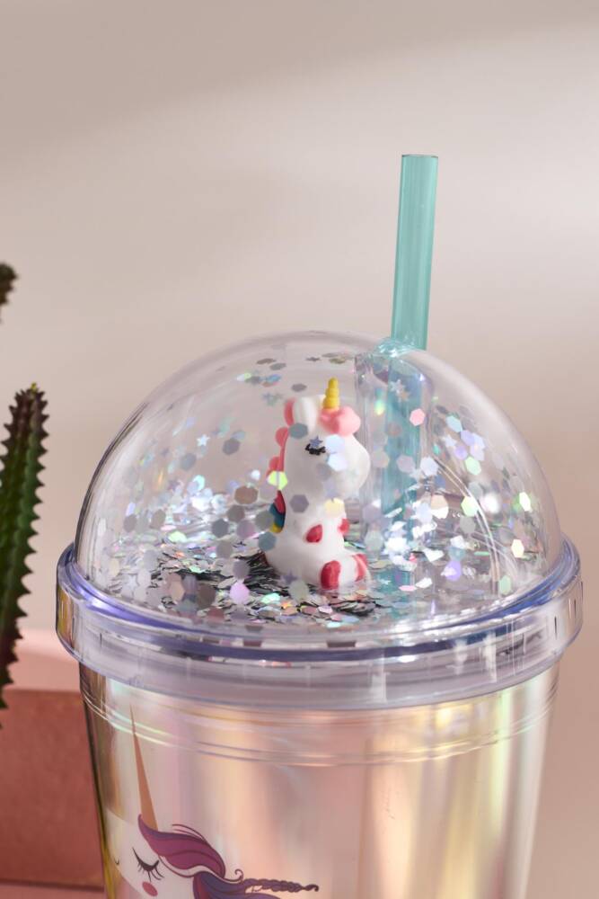 Cosmo Renkli Unicorn Figürlü Pipetli Soğuk İçecek Bardağı 420 ml - 11