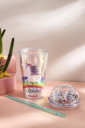 Cosmo Renkli Unicorn Figürlü Pipetli Soğuk İçecek Bardağı 420 ml - 14