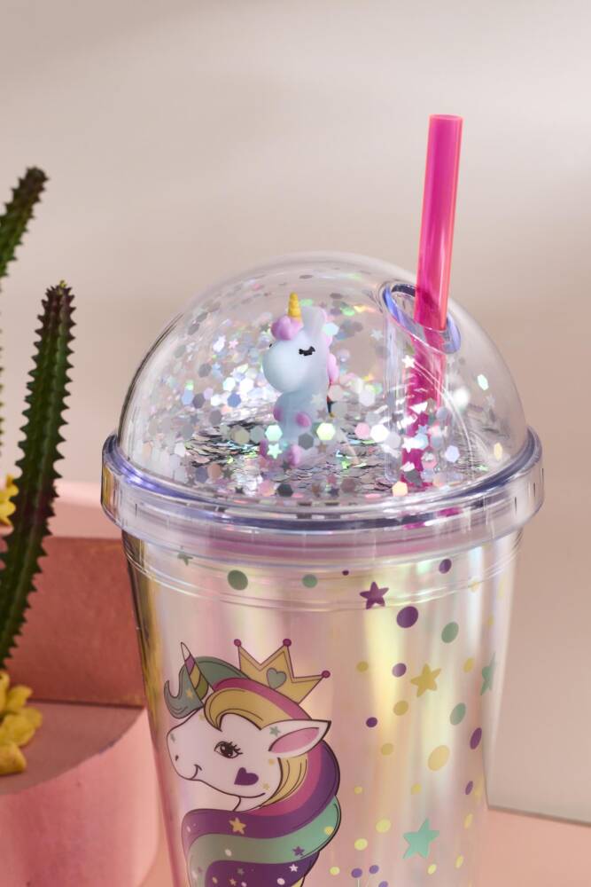 Cosmo Renkli Unicorn Figürlü Pipetli Soğuk İçecek Bardağı 420 ml - 15