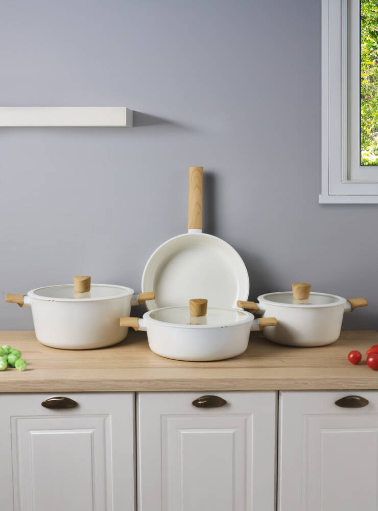 Danish Cook Beige İndüksiyon Tabanlı 7 Parça Tencere Seti - 9