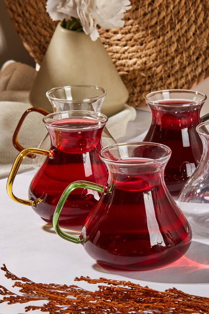 Ehl-i Keyf Renkli 6'lı 200 ml Borosilikat Çay Bardağı Seti - 3