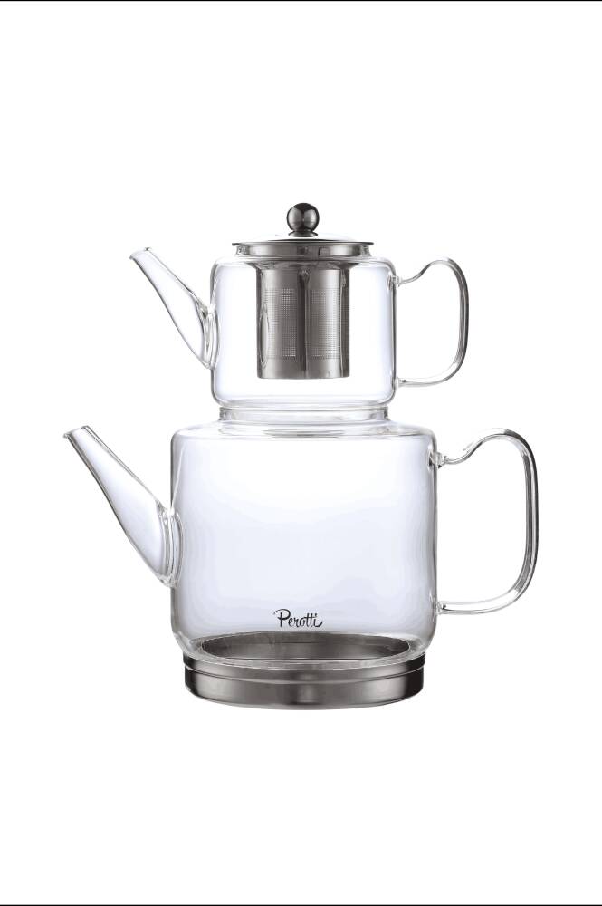 Elio İndüksiyon Tabanlı Borosilikat Cam Çaydanlık Takımı 500 ml Demlik 1800 ml Suluk - 2