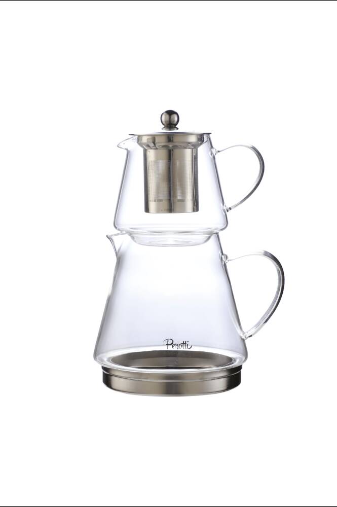Flavio İndüksiyon Tabanlı Borosilikat Cam Çaydanlık Takımı 550 ml Demlik 1000 ml Suluk - 2
