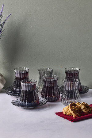 Harmancık Füme 12 Parça Cam Çay Takımı 170 ml - 4