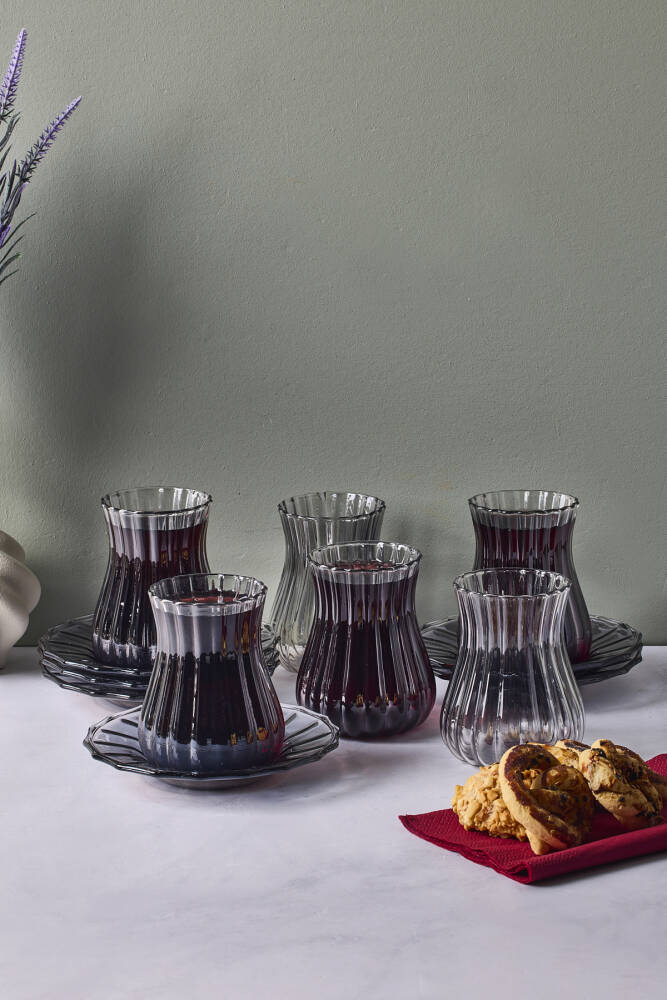 Harmancık Füme 12 Parça Cam Çay Takımı 170 ml - 4