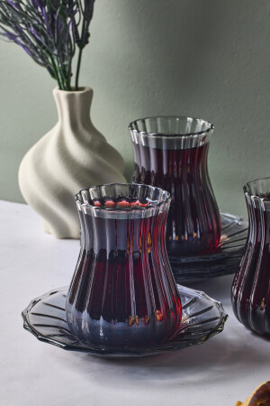 Harmancık Füme 12 Parça Cam Çay Takımı 170 ml - 3