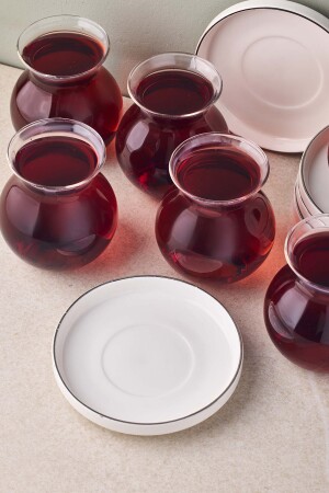 Kanlıca Platin 12 Parça 6 Kişilik Cam Çay Seti 210 ml - 2