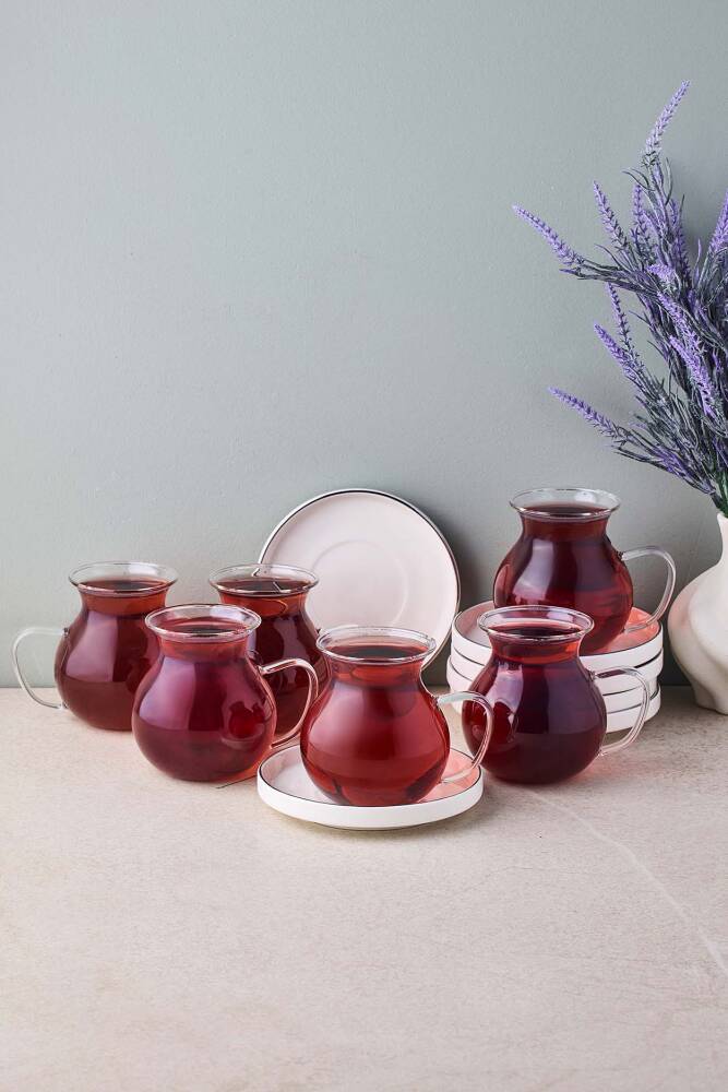 Kanlıca Platin 12 Parça 6 Kişilik Kulplu Cam Çay Seti 210 ml - 4
