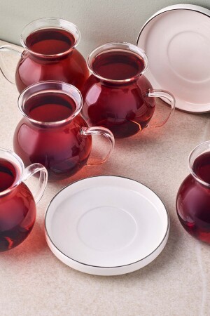 Kanlıca Platin 12 Parça 6 Kişilik Kulplu Cam Çay Seti 210 ml - 2
