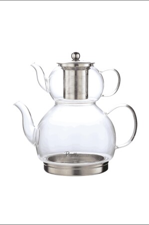 Keyf-i Ala İndüksiyon Tabanlı Borosilikat Cam Çaydanlık Takımı 500 ml Demlik 1800 ml Suluk - 2