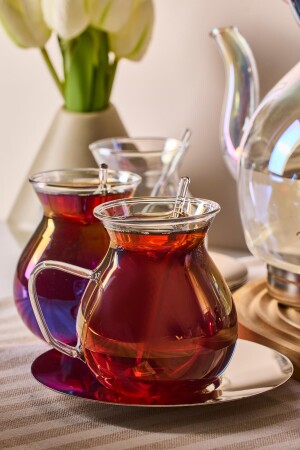 Keyf-i Ala Luster Premium 20 Parça Indüksiyon Tabanlı Borosilikat Çay Seti 500 ml Demlik 1800 ml Suluk - 2
