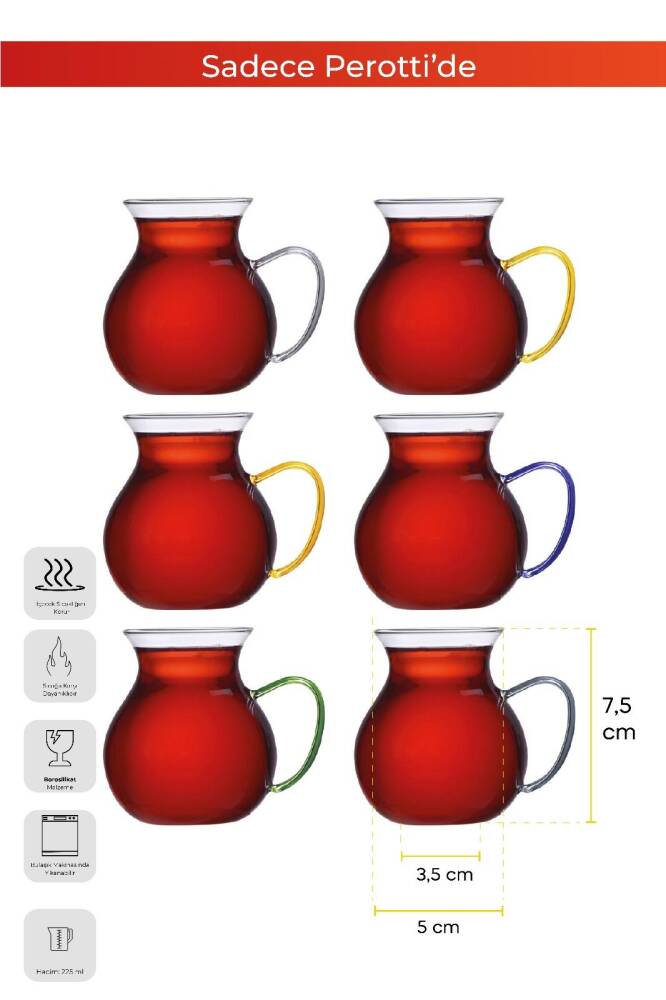 Keyfi Ala Çay Bardağı-1 Renkli - 7