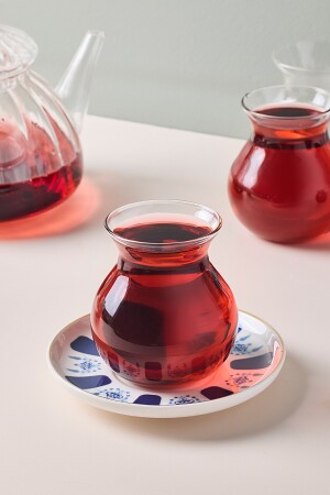 Laleli 12 Parça 6 Kişilik Cam Çay Seti 210 ml - 5