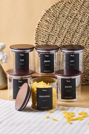 Lawson 6 Lı Akasya Kapak Cam Kavanoz 750 ml 10x10 cm 16 Adet Etiket Hediyeli - 1