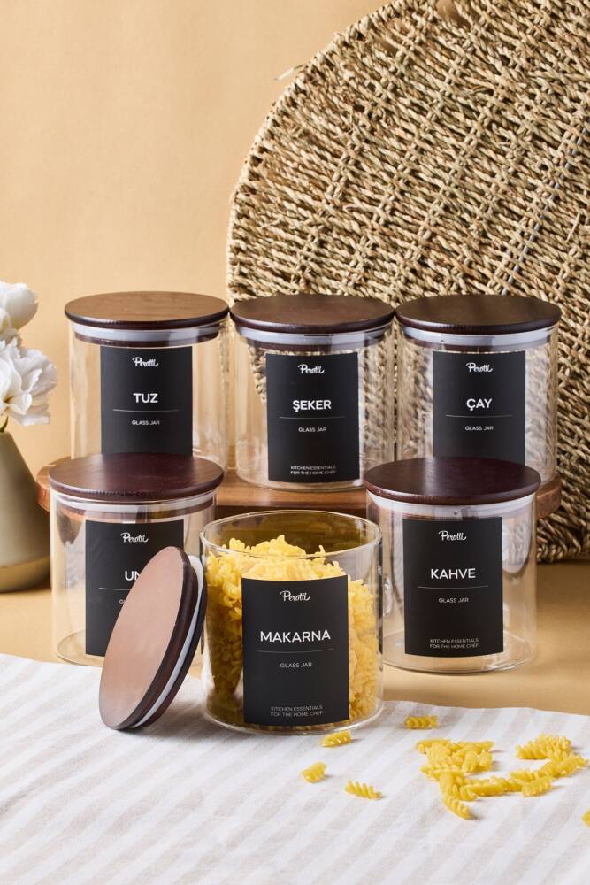 Lawson 6 Lı Akasya Kapak Cam Kavanoz 750 ml 10x10 cm 16 Adet Etiket Hediyeli - 1
