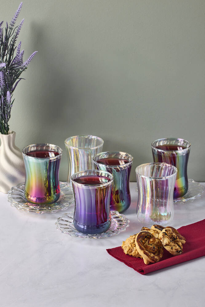 Nilüfer Luster 12 Parça Cam Çay Takımı 180 ml - 1
