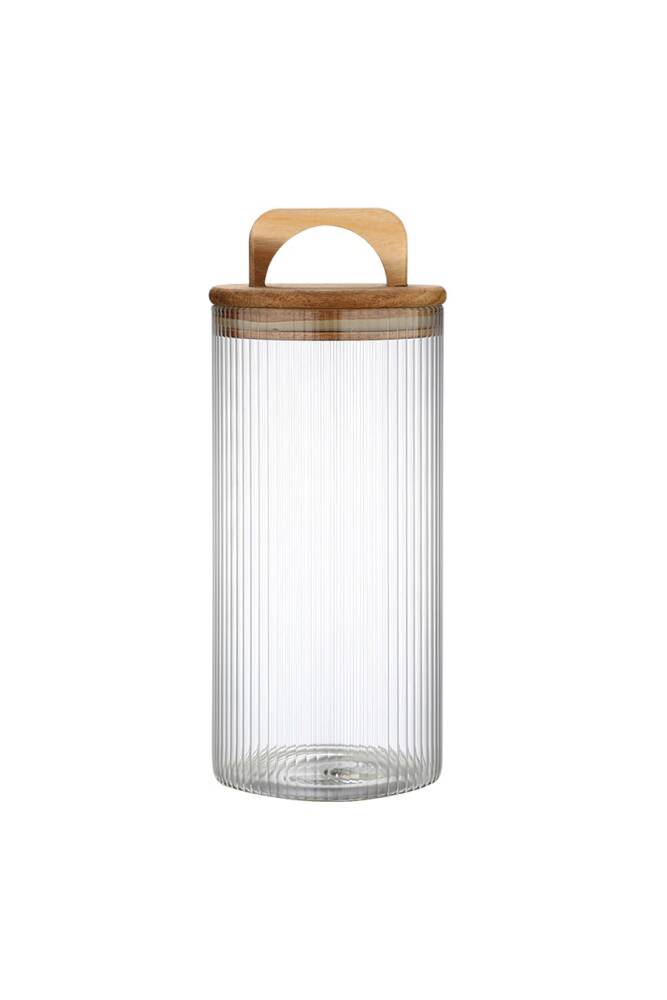 Perotti Acacia 1300 ml Akasya Vakum Kapak Borosilikat Yuvarlak Cam Kavanoz 10x20 cm - 2
