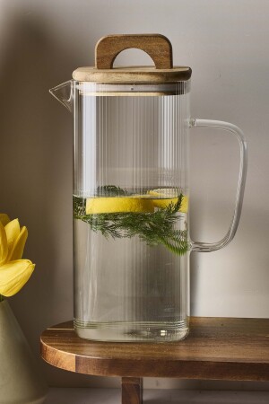 Perotti Acacia 1500 ml Akasya Vakum Kapak Borosilikat Kare Cam Sürahi 10x22 cm - 1