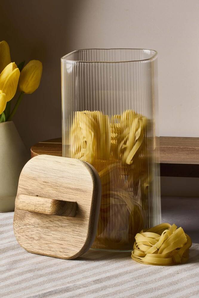 Perotti Acacia 1600 ml Akasya Vakum Kapak Borosilikat Kare Cam Kavanoz 10x20 cm - 3