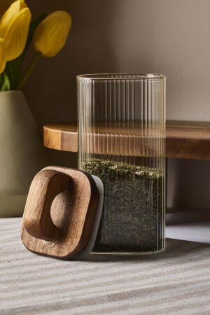 Perotti Acacia 280 ml Akasya Vakum Kapak Borosilikat Kare Cam Kavanoz 6x12 cm - 3