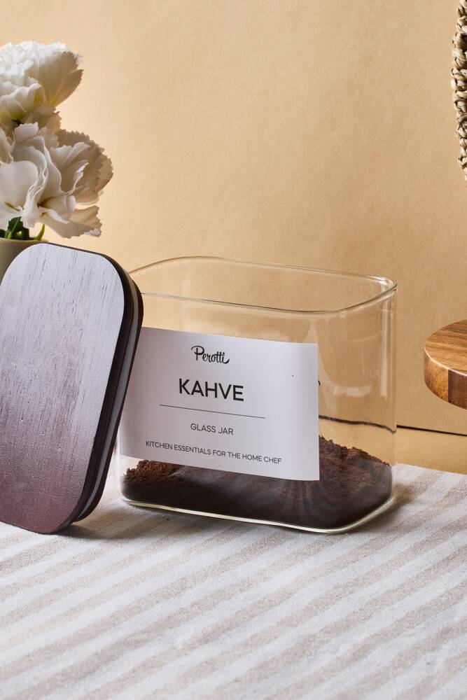 Peyton Akasya Kapak Borosilikat Dikdörtgen Cam Kavanoz 800 ml 8x12x10 cm 4 Adet Etiketli - 2